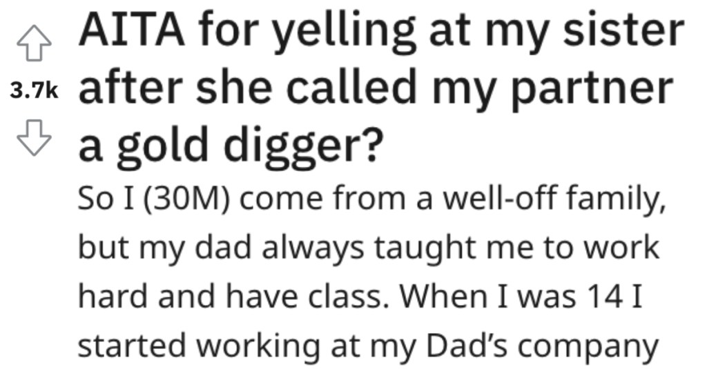 His Sister Called His Partner A “Gold Digger” But He Wasn't Having It And Told Her To Mind Her Business