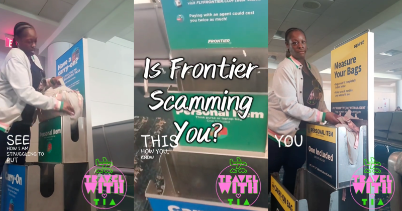Woman Claims Frontier's Luggage Sizer Is Smaller Than Measurements They ...