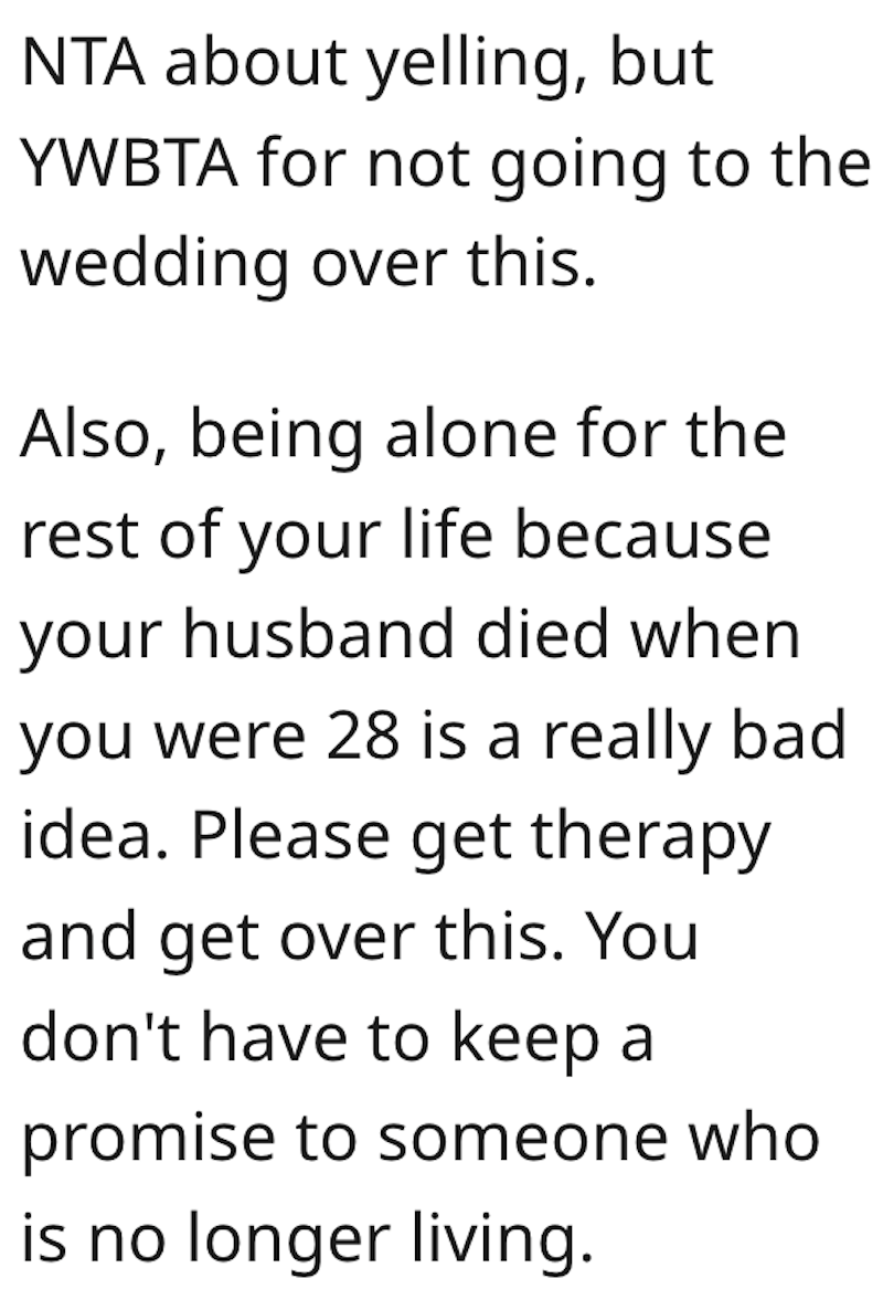 Widow’s Sister Continually Tells Her To Get Over Her Deceased Husband