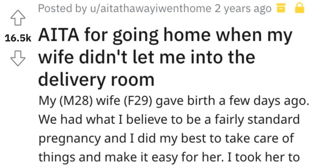 His Wife Didn’t Let Him In The Delivery Room When She Gave Birth, So He Decided To Go Home Instead Of Sitting In The Waiting Room.