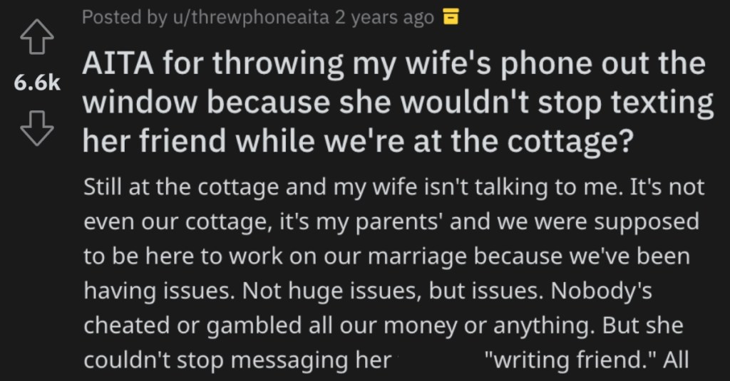 His Wife Wouldn’t Pay Attention To Him During Their Vacation, So He Threw Her Phone Out Of The Window