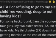 She Doesn’t Want to Go to Her Sister’s Child-Free Wedding Because It Excludes Half The Family, But Her Plan Fails And Causes Major Drama