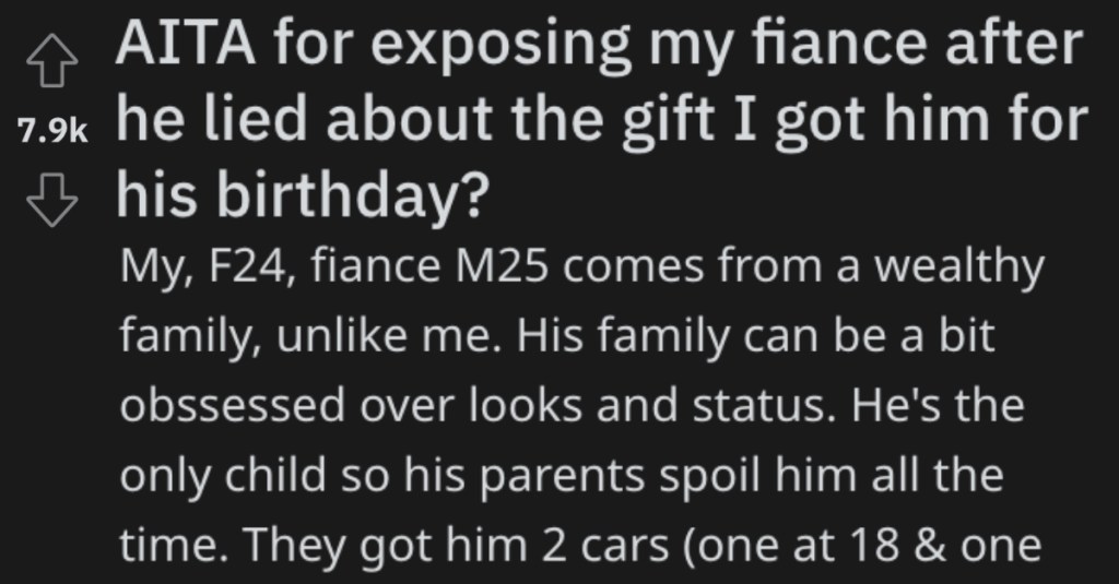 Her Fiancé Wanted Her To Pretend She Gave Him An Expensive Gift To Impress His Family, But She Refused To Play Along And Exposed Him In Front Of Everybody
