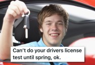 His Mother Told Him He Had To Wait Until Spring To Get His Driver’s License. So March 21st It Was!