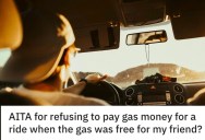 Passenger Said He’d Chip In For Gas Money, Then He Found Out His Friend’s Job Paid For All His Gas