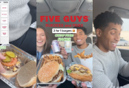A Couple Shows A Hack How To Get Two Five Guys Burgers For A Big Discount. – ‘That’s two meals for less than half the price.’