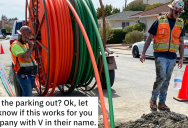 When Cable Installers Blocks All Of His Parking, He Blocks Them In And Costs Them Thousands In Delayed Construction Costs