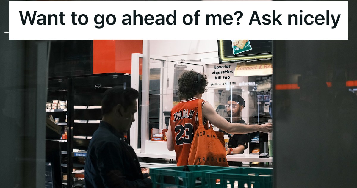 When An Adult Tries To Cut In Front Of A Teen At The Grocery Store, The 13-Year-Old Stands Their Ground And Asks For Them To Use Their Manners
