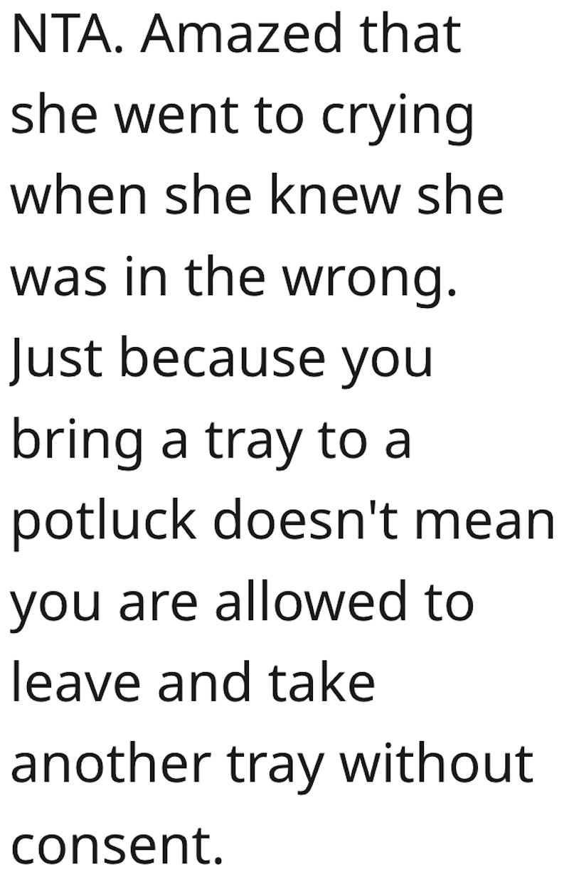 Tikka Comment 1 Entitled Neighbor Tries To Leave The Potluck Early With The Entire Tray Of Chicken Tikka Masala, So The Host Calls Her Out To Her Face