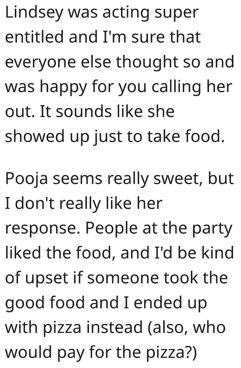 Tikka Comment 2 Entitled Neighbor Tries To Leave The Potluck Early With The Entire Tray Of Chicken Tikka Masala, So The Host Calls Her Out To Her Face