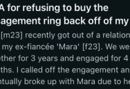 He Proposed With A Family Heirloom Ring, But Then They Broke Up. Now She Wants A Large Amount Of Money To Give It Back.