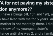 Their Younger Sister Gave Them A Hard Time About Money, So Refused To Help Them Pay For College Anymore