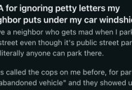 Their Neighbor Keeps Leaving Petty Notes On Their Car, So They Decided To Shame Them By Leaving Them On Their Windshield