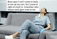 Entitled Coworker Clocks Out As Soon As She Gets There, Leaving Her The Rest Of Her Work. When She Stops Coming Early, The Coworker Throws A Fit.