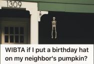 Their Neighbors Keep Leaving Pumpkins On Their Shared Porch Way After Halloween, So They Come Up With A Hilarious Plan To Shame Them