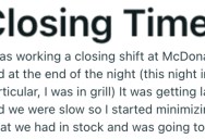 McDonald’s Manager Told Him To Fill All The Food Trays Right Before Closing. He Did What He Was Told Then Shrugged When She Asked Why There Was So Much Waste.