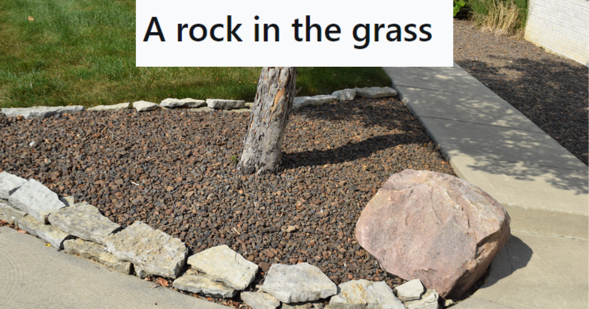 Neighbors were driving way too fast and constantly driving over his lawn, so he put up a big decorative rock and watched them destroy their cars » TwistedSifter