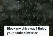 Entitled Neighbor Parked Halfway Up His Driveway And Left His Window Open, So They Kept Silent And Watched The Interior Get Soaked