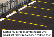 Loitering Teenagers Refused To Move From An Empty Parking Space, So A Driver Used His Horn To Clear Them Out