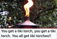 Their Neighbor Called The Fire Department Because Of A Tiki Torch, So They Got Even By Handing Out Torches To All The Other Neighbors