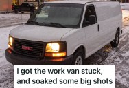 A Worker Had To Drive Big Shots Around To Look At Projects, But When The Van Got Stuck, They Made Sure They Got Nice And Dirty