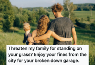 A Neighbor Threatened Her Family For Standing On His Grass In An Abandoned Lot, So She Took Action And Contacted The City About His Broken Down Garage