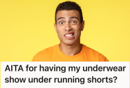 Man Accidentally Forgets His Running Shorts And Borrows A Pair That Are Too Short, So The Other Runners In The Group Threaten To Ban Him For Improper Attire