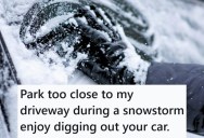 Mysterious Neighbor Kept Parking Way Too Close To His Driveway During Heavy Snowfall, So He Shoveled All The Snow Against Their Car