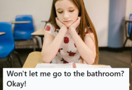 Insensitive Teacher Refused To Let This Kid Use The Bathroom, So The Kid Ended Up Letting Loose In Class And The Teacher Had To Clean It Up