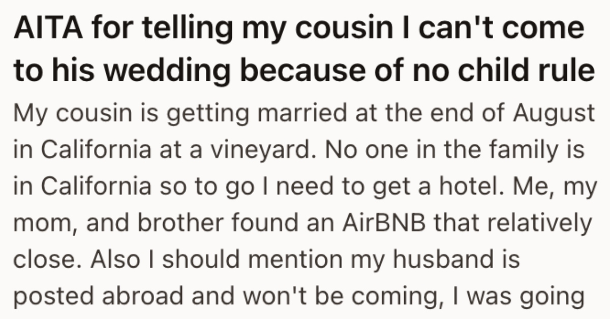 She was planning to go to her cousin’s wedding, but when she found out her breastfed four-month-old baby couldn’t come, she canceled. He says she was the inconsiderate one. » TwistedSifter