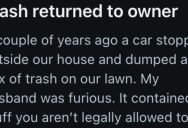 Someone Dumped A Box Of Trash In His Front Yard, So He Reviewed Camera Footage To Find Out Who It Was And He Returned The Favor