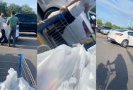 ‘Why are y’all leaning on my car?’ – Walmart Shopper Teases Two Men Who She Found Having A Full-On Meeting On Her Car