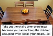 Gamer Husband Complains About Their Children Always Playing With The Dining Room Chairs, So Wife Removed The Chairs… Along With His Computer Chair