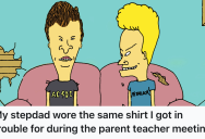 Student Got in Trouble Because Of A Funny T-Shirt, So His Stepdad Decided To Wear It To The Parent/Teacher Conference