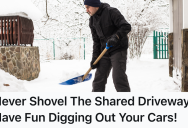 Lazy Neighbors Refuse To Shovel Their Share Of The Driveaway, So These Renters Cover Their Cars With Mountains Of Snow To Get Their Attention