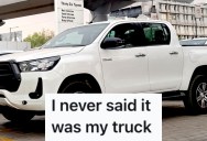 Woman In A Parking Lot Harassed Him About A Truck That Didn’t Belong To Him, So He Played Along and Made Her Look Silly