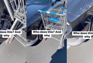 A Man Found A Shopping Cart Zip-Tied To His Car In A Parking Lot