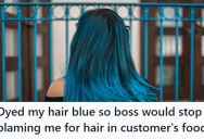 Employee Kept Getting Blamed For Getting Hair In Customers’ Food, So She Dyed It Blue To Prove Once And For All It Wasn’t Her