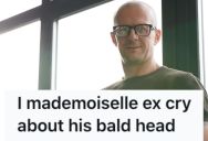 Her Partner Kept Making Fun Of Her Pregnant Waddling, So She Took A Photo Of His Bald Head And Threatened To Bully Him About It