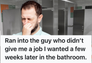 Man With An Upset Stomach Sees An Interviewer In The Bathroom Who Did Him Wrong, So He Goes Into The Stall Next To Him And Doesn’t Hold Back