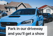 Parents At A Nearby School Kept Parking In Their Driveway, So He Answered The Door In A Towel To Make A Point