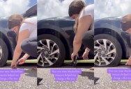 Car Owner Shows How She Used A Maybelline Mascara To Change A Tire. – ‘Mama did it at 6 months postpartum in the Florida summer heat.’