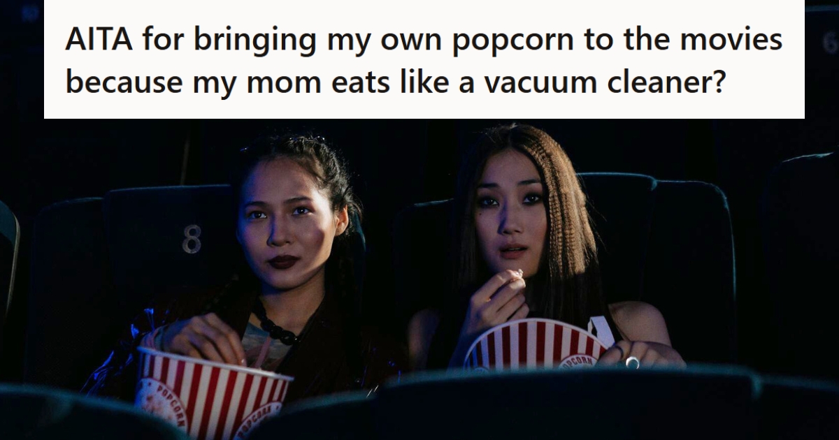 Her Mom Kept Hogging The Popcorn Bucket While They Were At The Movies, So She Brought Her Own And An Argument Erupted