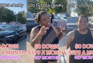 New Car Owner Put Zero Money Down To Buy A New Toyota Camry, But Her Monthly Payment Is $599 For 427 Months