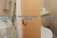 Traveller Shows The Unusual Setup In Her Hotel Room Bathroom, Which Features A Seperate Room For The Toilet