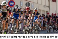 Man Buys Tickets To Cycling Event So He Can Have Rare Alone Time With His Dad, But His Mom Has Other Ideas