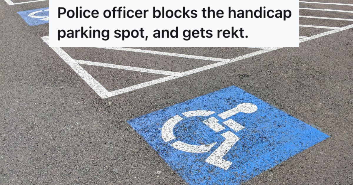 Police Officer Used The Handicap Parking Spot, So A Young Man And His Paraplegic Dad Blocked The Cop’s Car And Took Their Sweet Time In The Movies