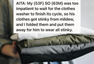 She Told Her Boyfriend His Clothes Would Stink If He Left Them In The Washer Overnight, But He Didn’t Listen To Her So She Folded Them And Made Him Deal With It