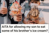 Son Throws A Tantrum Because His Brother Ate His Sorbet, And Now Their Mom Wonders If She’s Wrong For Allowing The Icy Theft