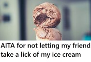 His Friend Insisted That She Was On A Diet And Didn’t Want Any Ice Cream, So When She Wanted To Try His He Refused To Share